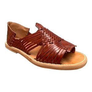 Brown Leather Huarache Sandals